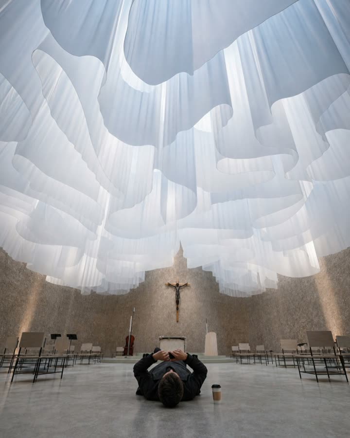 Cloud of Light: A Church, Sketched Then Rendered, Node by Node